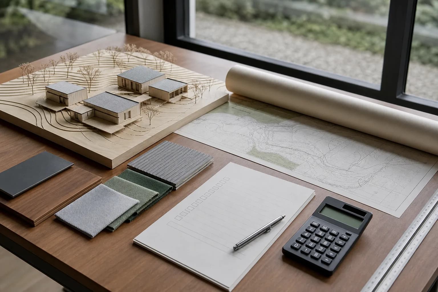 Maquette et documents préparant une demande de devis modulaire
