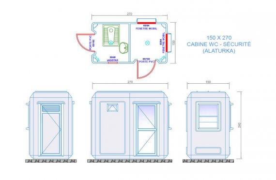 cabine securité & wc 150x270