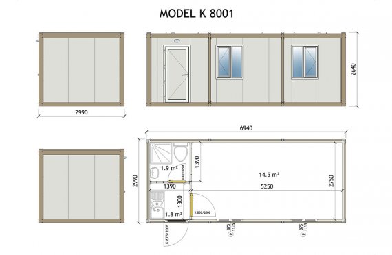 plan maison container modern